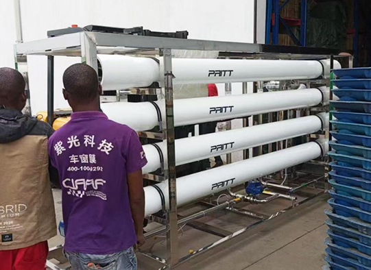 Photos of the delivery and installation of customized industrial water treatment equipment for an African distributor customer