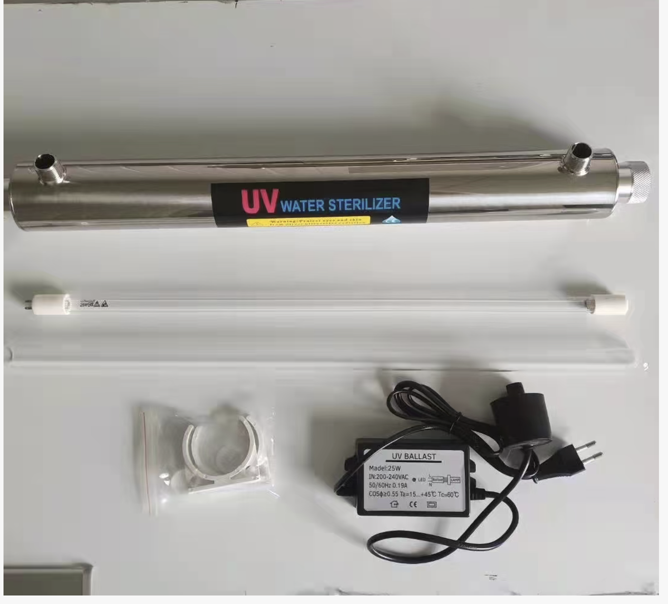 55W Stainless Steel UV Sterilizer UV filter , water filter UV lamp